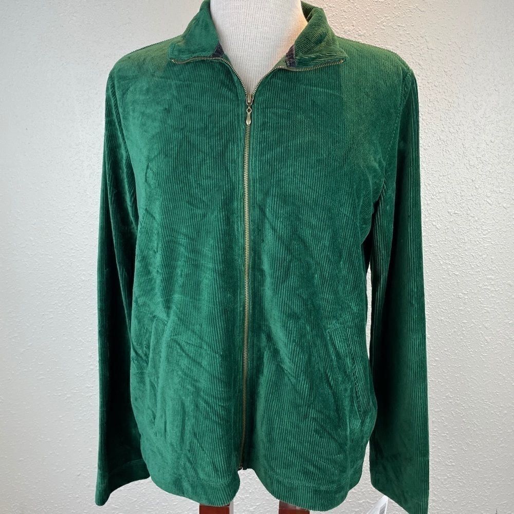 NWT Sag Harbor Green Velour Full Zip Jacket Top